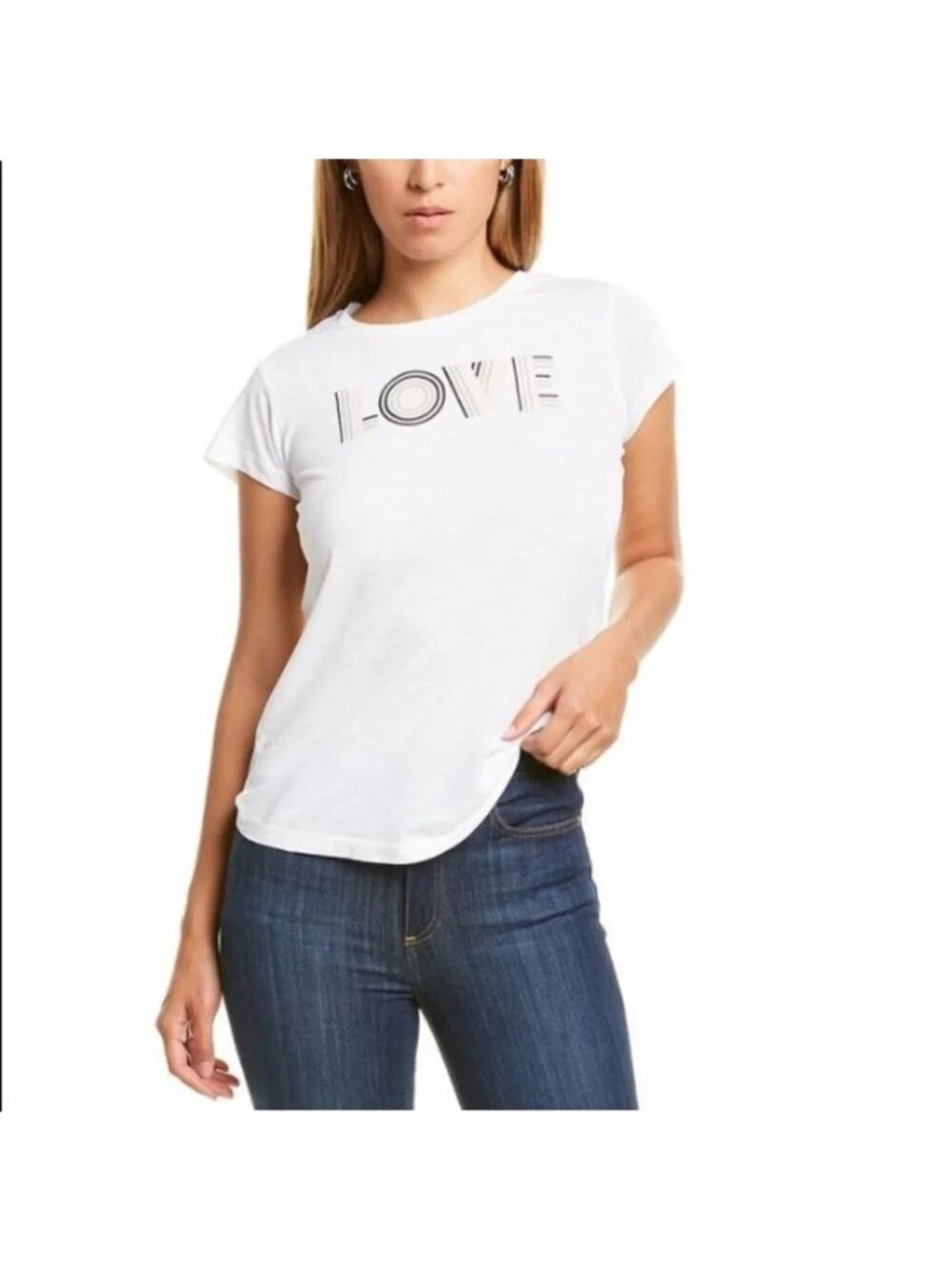 Zadig & Voltaire Skinny Love Graphic Tee Shirt Small Medium White Short Sleeve
